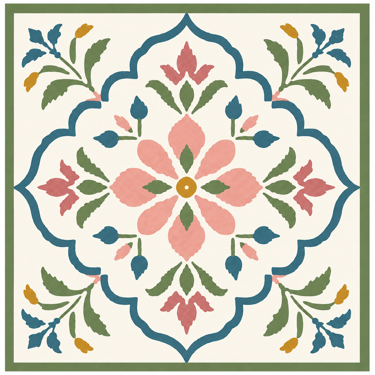 Block Print Bloom Stitch Charm design
